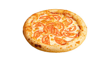 Pizza with tomatoes. Transparent.