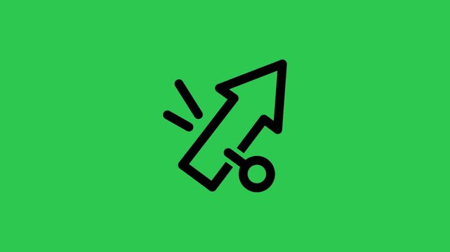 Animated Rocket Launcher Icon Symbolizing Explosive Growth for Startups on a Lime Green Screen with Clean Lines and