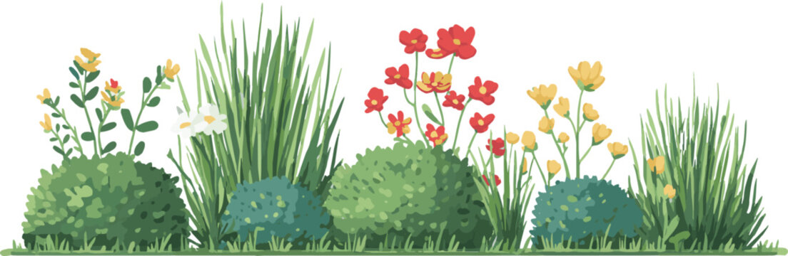 Illustration of a flowerbed isolated on