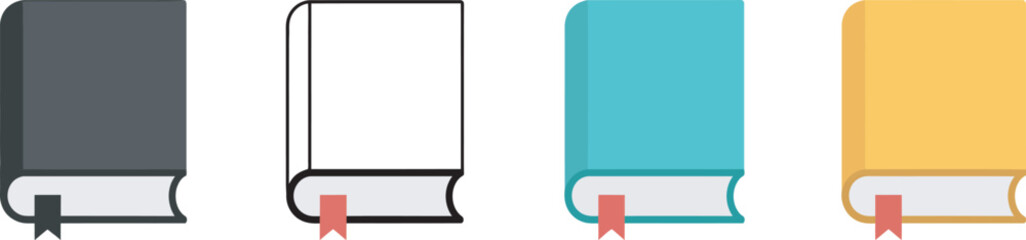 Colorful Book Collection Minimalist Education and Reading Icons