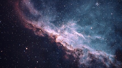 Detailed close-up of colorful cosmic nebula with stars in deep space