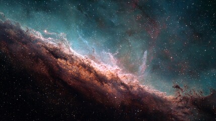 Vivid cosmic nebula glowing with colorful gas and dust in deep space