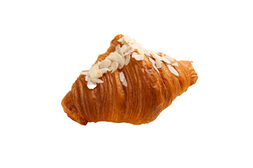 Croissant with almonds. Transparent.