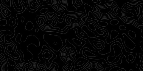 Abstract Topographic Contour Lines Pattern on Dark Background. Dark Pattern Design. Elegant Black Topographic Wallpaper. Topographic map pattern simple lines. Abstract dark textured surface.