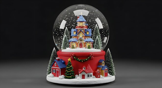 Buy christmas snow globe with winter village scene online now