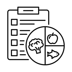 Diet Plan Icon &ndash; Personalized Nutritional Guidance and Meal Planning with Meal Chart and AI Assistance for Health Optimization and Diabetes Management. Vector icon