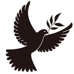 vector illustration of Flying Dove with leaf