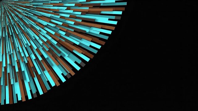 Abstract geometric pattern with blue and brown lines on a black background