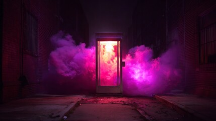 Mysterious doorway at night