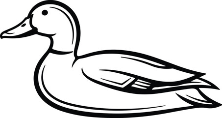 Illustration mallard duck swimming outline monochrome silhouette vector