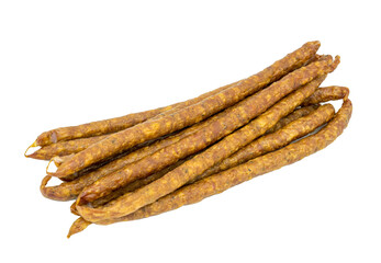 Thin dried-smoked pork snack sticks