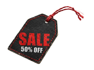 Black Friday price label in red and black theme, isolated on transparent background, PNG