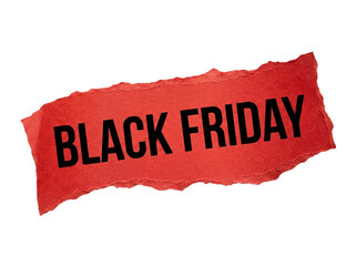 Black Friday price label in red and black theme, isolated on transparent background, PNG