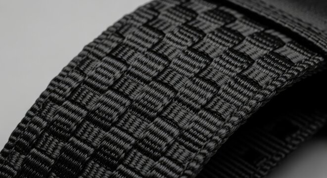 Black woven nylon strap with durable texture is perfect for outdoor gear and rugged accessories