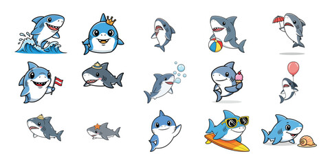 Collection of adorable cartoon tiger illustrations for children s designs and decorations