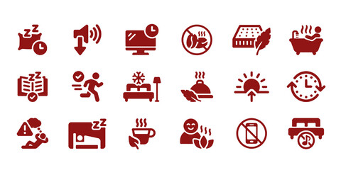Minimalist Vector Icons Infographic: 18 Essential Rules for Healthy Sleep Hygiene and Fighting Chronic Insomnia