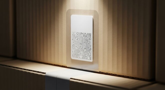 Smart package tracking with modern circuit board label design for logistics and shipping solutions now