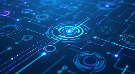 Abstract digital circuit board design with data connections and technology