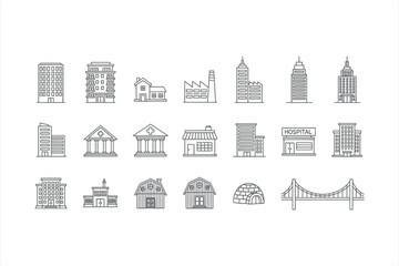 Obraz premium Building and architecture line icons
