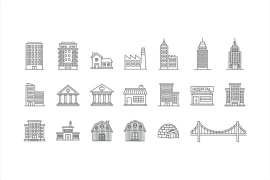 Building and architecture line icons