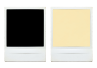 Two instant photo frames isolated on transparent background