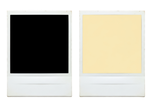 Two instant photo frames isolated on transparent background