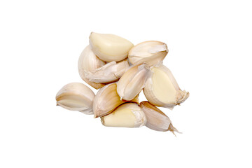 Pile of Fresh Garlic Cloves Isolated on White