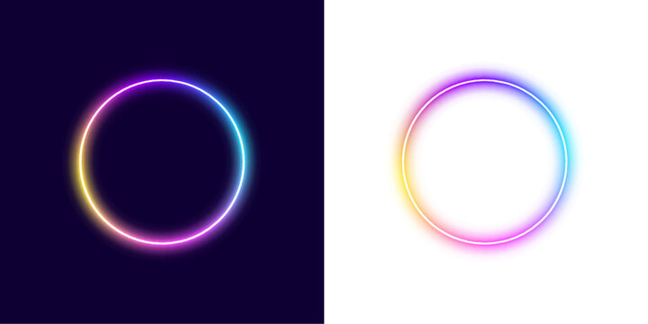 	
Neon futuristic light blue gradient sign frame on white background PNG. Round curve shape with wavy dynamic lines in PNG format on white background.	