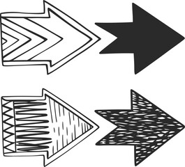 Adobe Illustrator Artwork hand drawn arrows set grunge rough, brush stroke curly arrow collection
