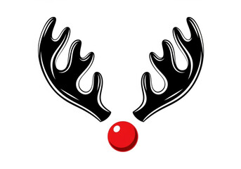 Reindeer antlers and red nose isolated on white background