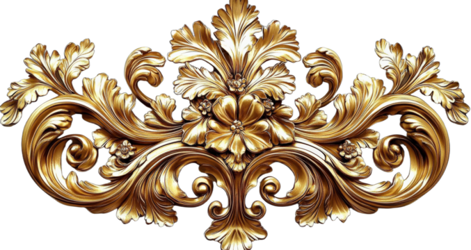 Elegant golden ornamental design with intricate floral and scroll patterns