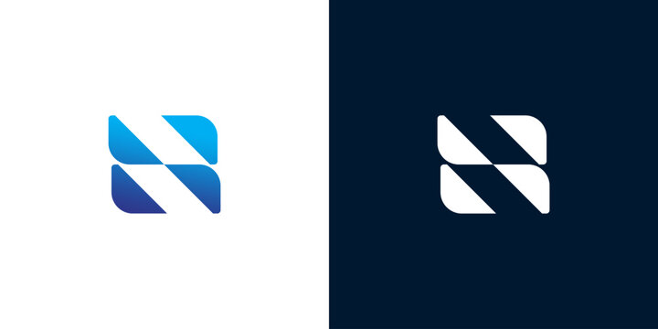 Modern abstract letter S or N logo design, featuring a sleek, intertwining geometric shape with a dynamic gradient, perfect for technology, business, or branding solutions