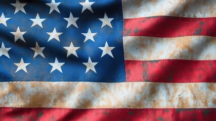 Video A detailed view of the stars and stripes on an old US flag - Powered by Adobe