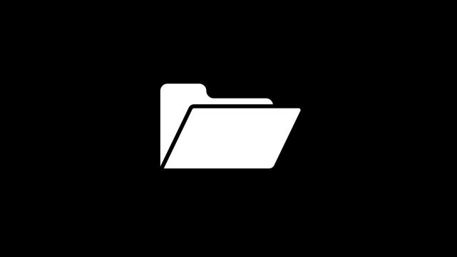 Simple white folder icon on a black background representing data storage and organization