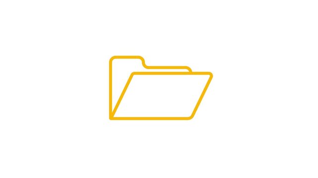 Simple orange outline icon of an open folder on a clean white background