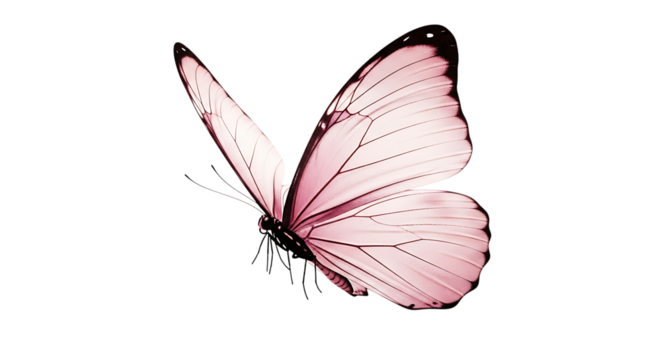 Elegant pink butterfly with delicate wings isolated on transparent background