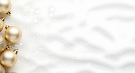 Frosty White Background + Gold Christmas Balls
