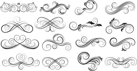 Collection of vintage decorative swirls and flourishes, perfect for adding an elegant touch to any design project