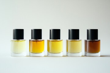 Artisanal perfume bottles in gradient amber tones offer an elegant fragrance branding solution for modern beauty and lifestyle companies or boutiques