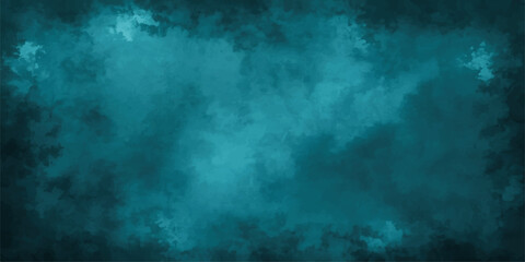 Abstract sky blue textured with a cloudy, smoky gradient effect. Softly lit center and dark edges with a moody, industrial, vintage, cinematic look in deep emerald tones.Moody, elegant.