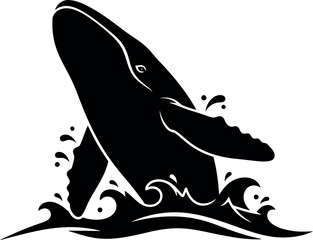 Obraz premium Humpback whale breaching ocean wave silhouette