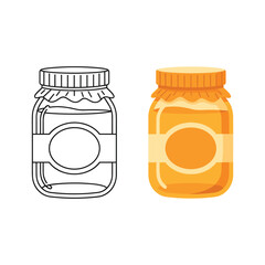 Honey jar line art and color illustration vector design
