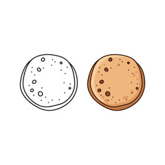 Fototapeta premium Drawn tortilla outline and colored illustration set on white