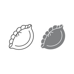 Dumpling or pierogi graphic icon set with outline and filled version