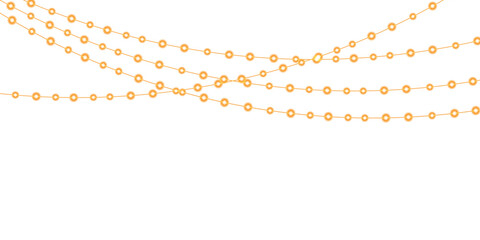 Golden Christmas light garland on transparent background for festive design projects.

