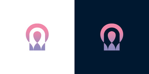 Modern Abstract Geometric Icon of a Person with a Crown or Light Bulb Symbol