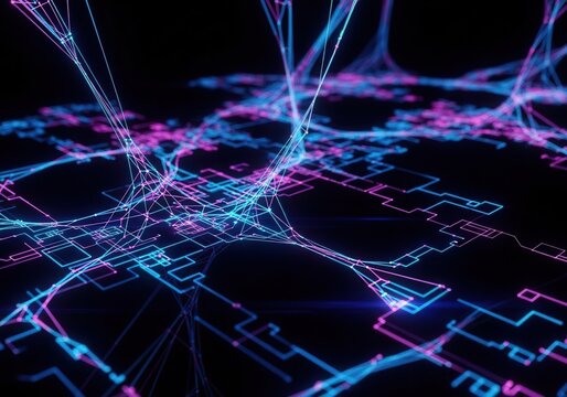 a close up of a map of a city on a black background
