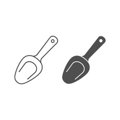 Scoop shovel line and glyph icon, outline and solid symbol