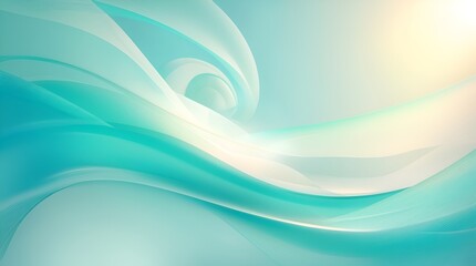 Fototapeta premium Minimal abstract Cyan background with fluid curves, gentle motion, and misty light textures blending into a soothing aquatic-inspired design