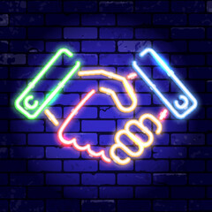 Neon Signboard Handshake